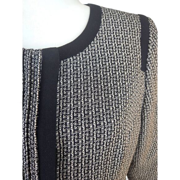 Womens blazer size 10 misses M medium gray suit coat lined Kasper black trim - Picture 2 of 10